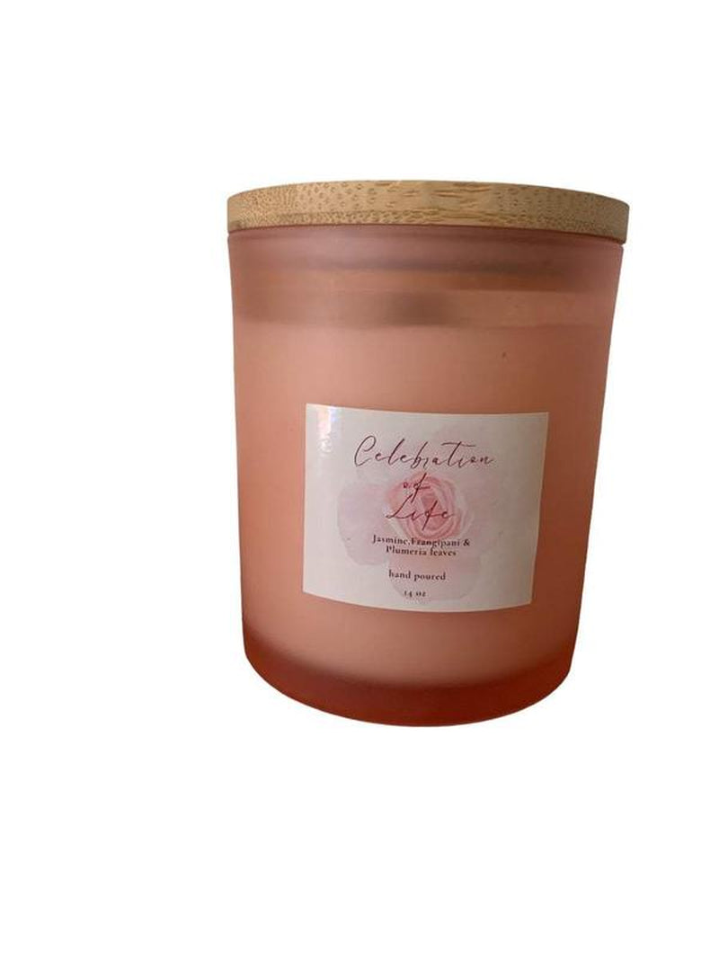 Celebration of Life 14oz Soy Candle – Jasmine & Woodsy Scent with Wooden Wick | Long-Burning Eco-Friendly Candle for Home & Gifts