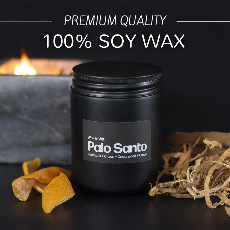 Wax & Wit Palo Santo Candle, Candles for Men, Gifts for Men, Masculine Candles, Man Candles - 9Oz Gass Jar