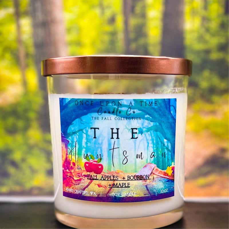 The Huntsman Soy Wax Candle – Apples, Bourbon & Maple Scent | Fall Candle Inspired by Snow White | 10oz & 6oz Rustic Jar/Tin Options