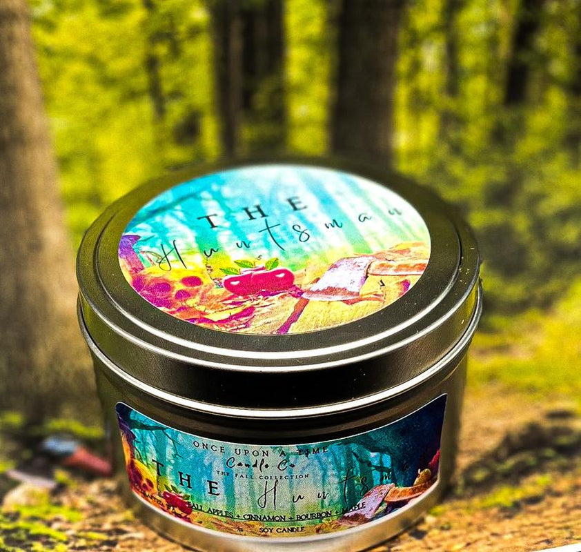 The Huntsman Soy Wax Candle – Apples, Bourbon & Maple Scent | Fall Candle Inspired by Snow White | 10oz & 6oz Rustic Jar/Tin Options