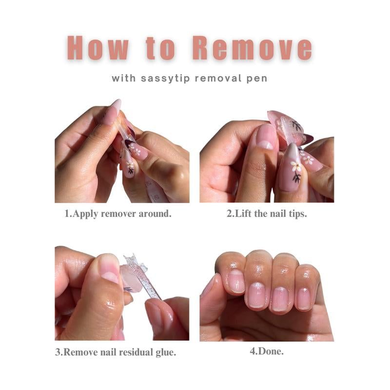 SASSYTIP Nail Glue Remover Pen – Acetone-Free Press-On Nail Glue Remover | 3ml Click & Remove Pen for Fake Nail Debonding