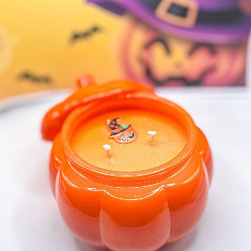 Trick or Treat Soy Wax Candle – Pumpkin, Persimmon & Orange Scent | Halloween Candle | Fall Scented Candle in Glass Jar or Tin (10oz/6oz)