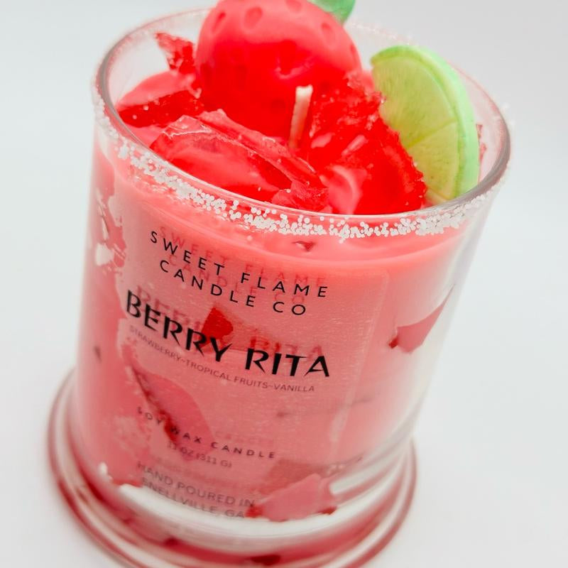 Berry Rita Margarita Gel Wax Candle – Realistic Cocktail Candle | Fruit-Scented Candle for Home Bar & Decor | 11oz Drink-Inspired Ornament
