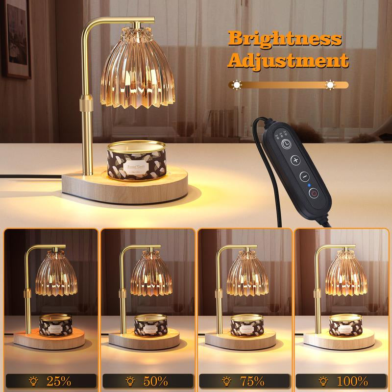 Candle Warmer Lamp with Timer: Remote Control Dimmable Desk Lamp, for Scented Candle Jar Gift for Women Vintage Home Decor Adjustable Height Dimmable Light Electric Melter with 2 Bulbs, Candle Heater，Father'S Day Gifts