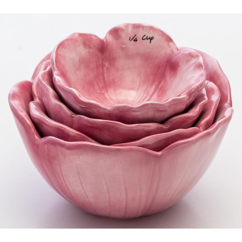 10 Strawberry Street Floral Measuring Cups – 4-Piece Decorative Dolomite Baking Set