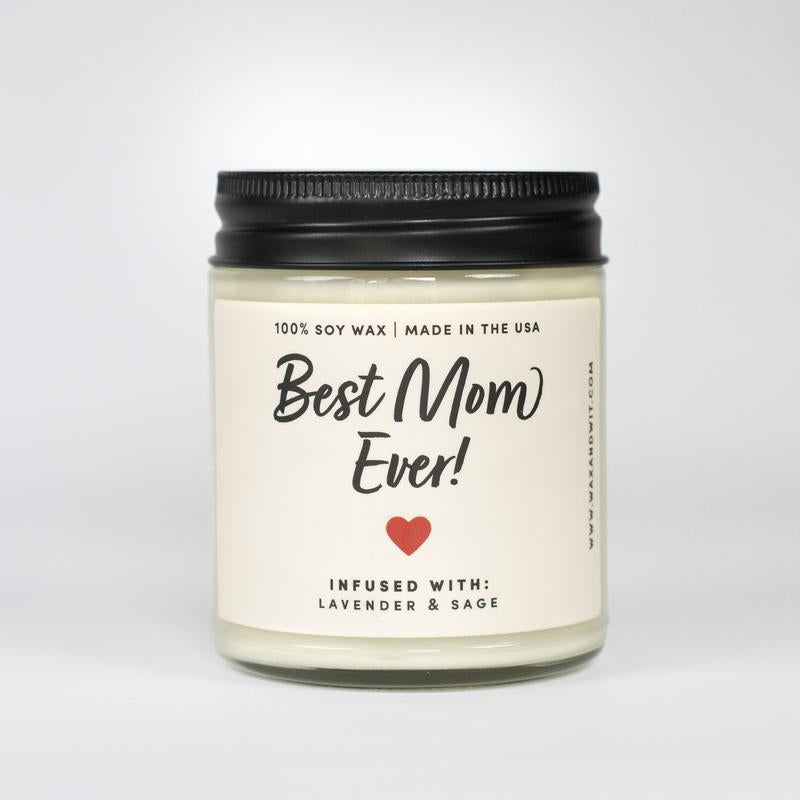 Wax & Wit Best Mom Ever Candle, Gifts for Mom, Candles for Mom, Mom Gifts - 9Oz Decor Ornaments Freshener Decoration