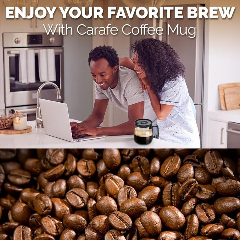 16 oz Glass Coffee Pot Mug – Mini Carafe-Style Novelty Mug with Sip Lid | Funny Gift for Coffee Lovers & Office Desk Must-Have