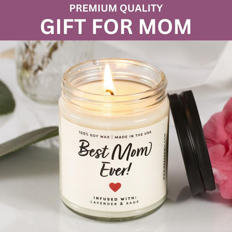 Wax & Wit Best Mom Ever Candle, Gifts for Mom, Candles for Mom, Mom Gifts - 9Oz Decor Ornaments Freshener Decoration