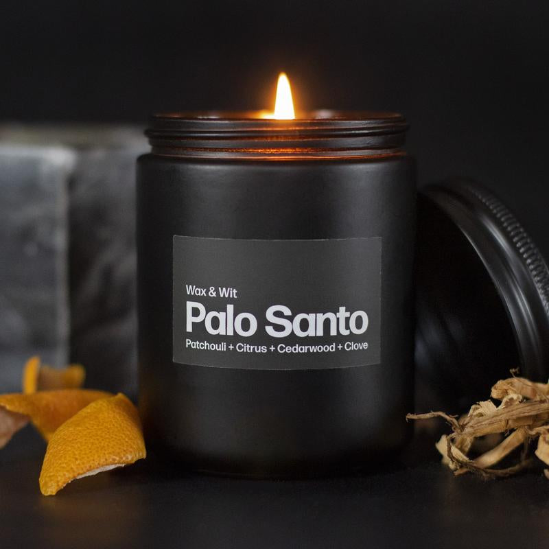 Wax & Wit Palo Santo Candle, Candles for Men, Gifts for Men, Masculine Candles, Man Candles - 9Oz Gass Jar
