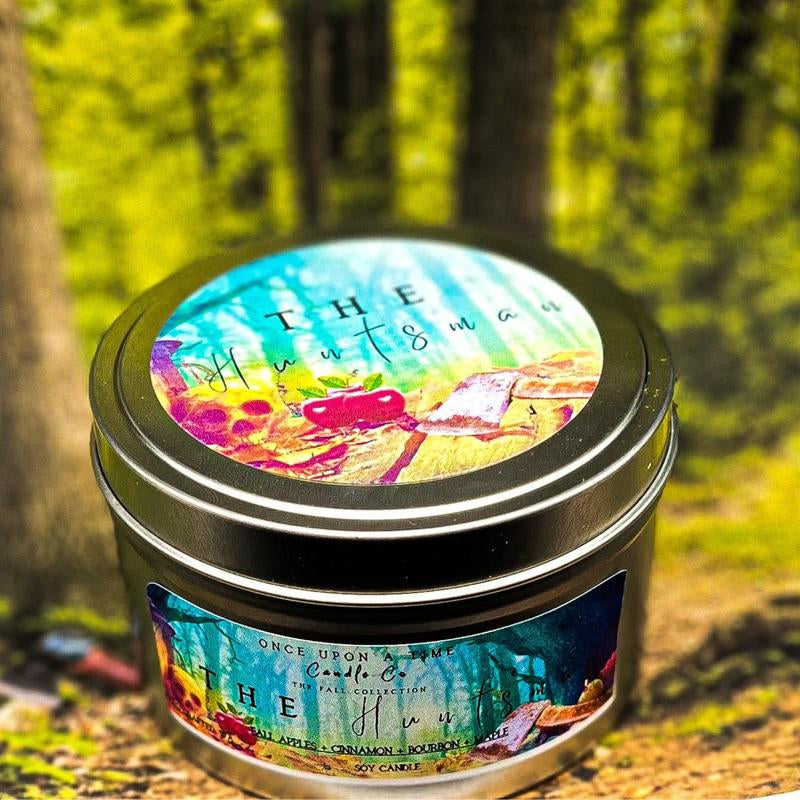The Huntsman Soy Wax Candle – Apples, Bourbon & Maple Scent | Fall Candle Inspired by Snow White | 10oz & 6oz Rustic Jar/Tin Options