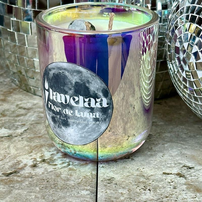 Moonflower Soy Moonstone Crystal Candle Decor