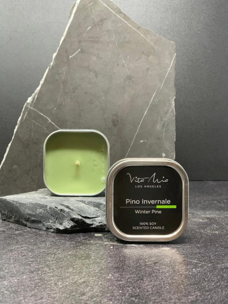 Winter Pine | Pino Invernale 4Oz Tin Candle Decor Glass Scent Cozy Jar Light