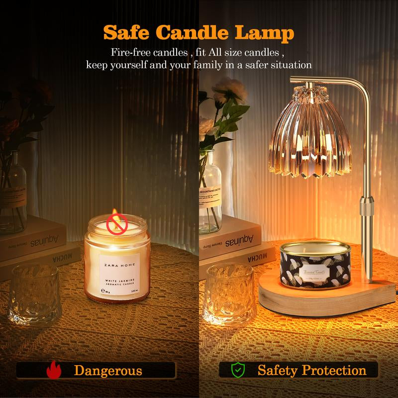 Candle Warmer Lamp with Timer: Remote Control Dimmable Desk Lamp, for Scented Candle Jar Gift for Women Vintage Home Decor Adjustable Height Dimmable Light Electric Melter with 2 Bulbs, Candle Heater，Father'S Day Gifts