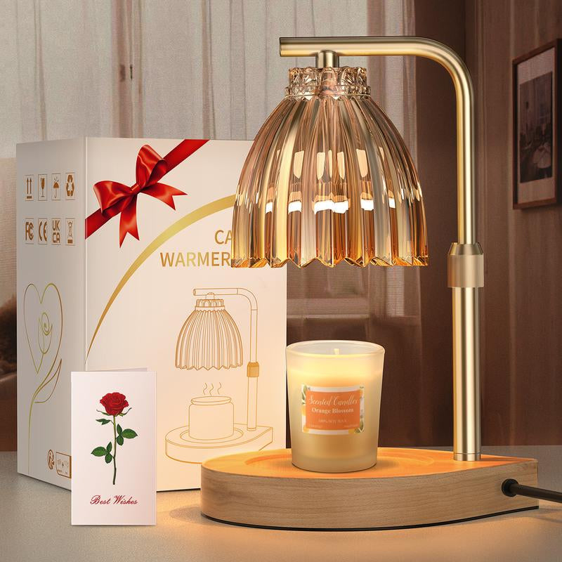 Candle Warmer Lamp with Timer: Remote Control Dimmable Desk Lamp, for Scented Candle Jar Gift for Women Vintage Home Decor Adjustable Height Dimmable Light Electric Melter with 2 Bulbs, Candle Heater，Father'S Day Gifts