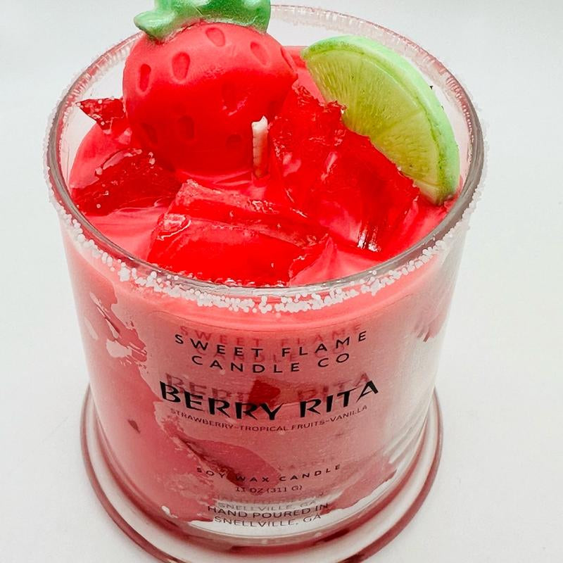 Berry Rita Margarita Gel Wax Candle – Realistic Cocktail Candle | Fruit-Scented Candle for Home Bar & Decor | 11oz Drink-Inspired Ornament