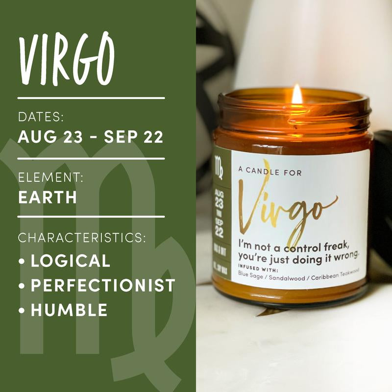 Wax & Wit Virgo Candle, Zodiac Gifts, Astrology Gift, August Birthday Gifts, September Birthday Gifts, Astrology Candle - 9Oz Glass Jar