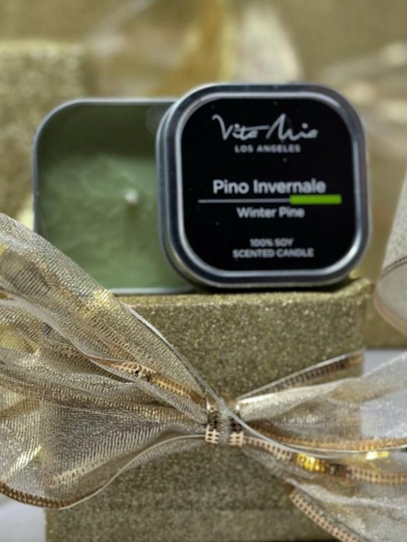 Winter Pine | Pino Invernale 4Oz Tin Candle Decor Glass Scent Cozy Jar Light