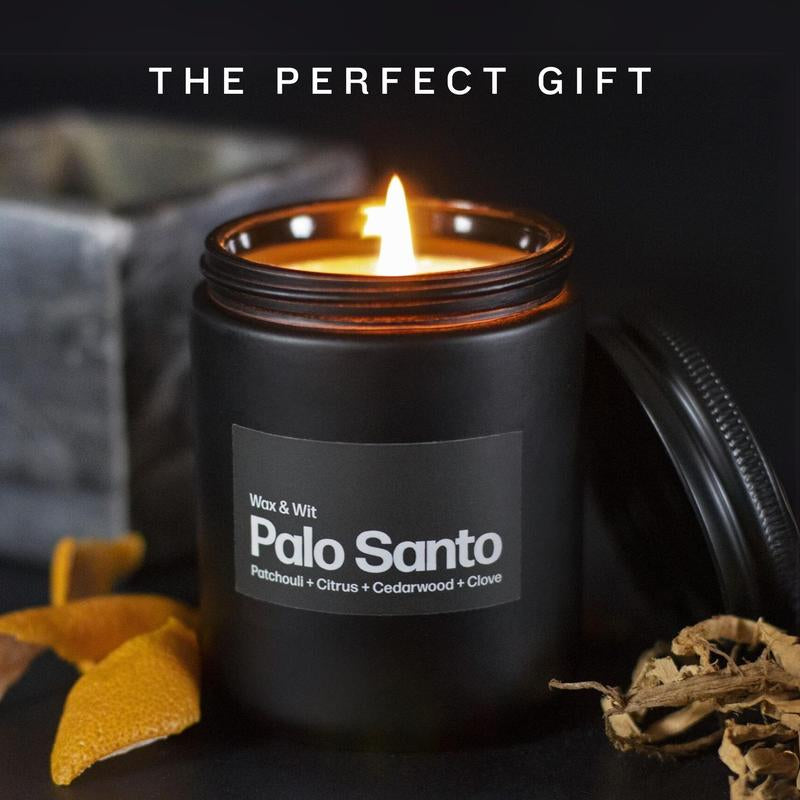 Wax & Wit Palo Santo Candle, Candles for Men, Gifts for Men, Masculine Candles, Man Candles - 9Oz Gass Jar