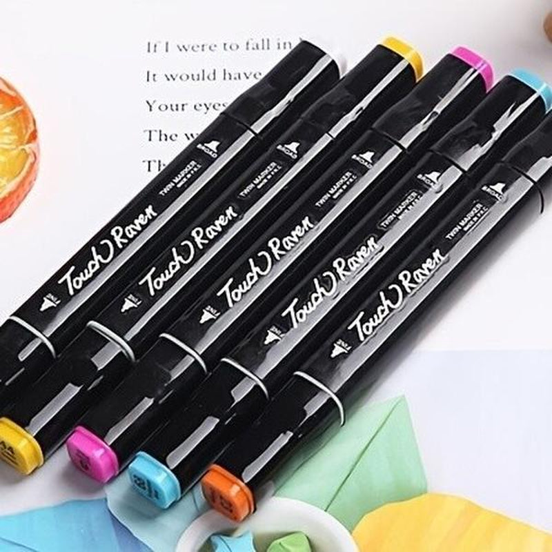 120 Color Double Headed Marker Set, Art Painting Tool, Model Making Color Pen, Permanent Sketch Marker Pen, Adult Illustration Art Coloring Pen+Coloring Book - Corner