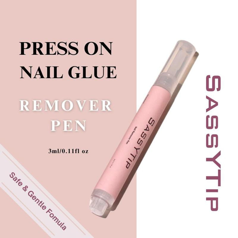 SASSYTIP Nail Glue Remover Pen – Acetone-Free Press-On Nail Glue Remover | 3ml Click & Remove Pen for Fake Nail Debonding