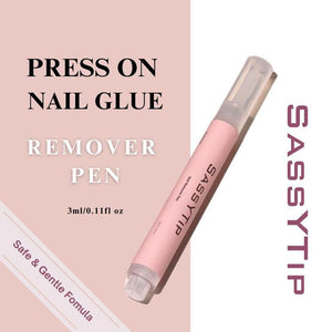 SASSYTIP Nail Glue Remover Pen – Acetone-Free Press-On Nail Glue Remover | 3ml Click & Remove Pen for Fake Nail Debonding