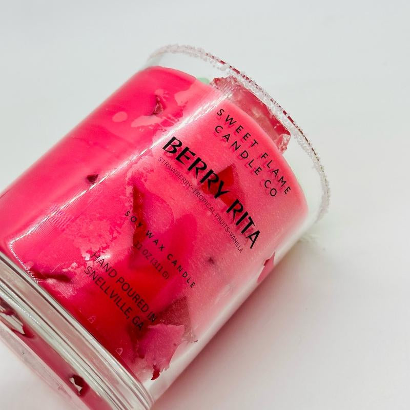 Berry Rita Margarita Gel Wax Candle – Realistic Cocktail Candle | Fruit-Scented Candle for Home Bar & Decor | 11oz Drink-Inspired Ornament