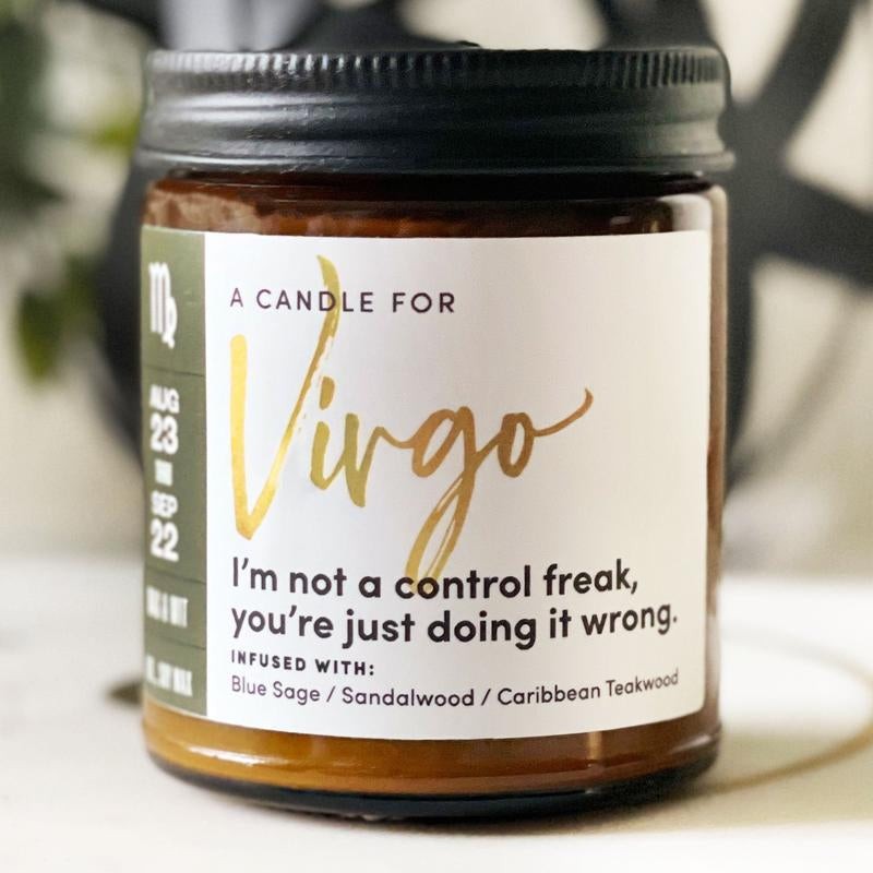 Wax & Wit Virgo Candle, Zodiac Gifts, Astrology Gift, August Birthday Gifts, September Birthday Gifts, Astrology Candle - 9Oz Glass Jar