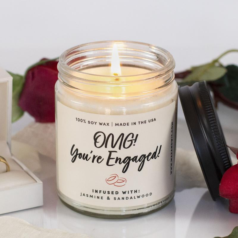 Wax & Wit Engagement Candle, Gifts for Bride to Be, Engagement Gifts, Bridal Shower Gifts - 9Oz Glass Jar