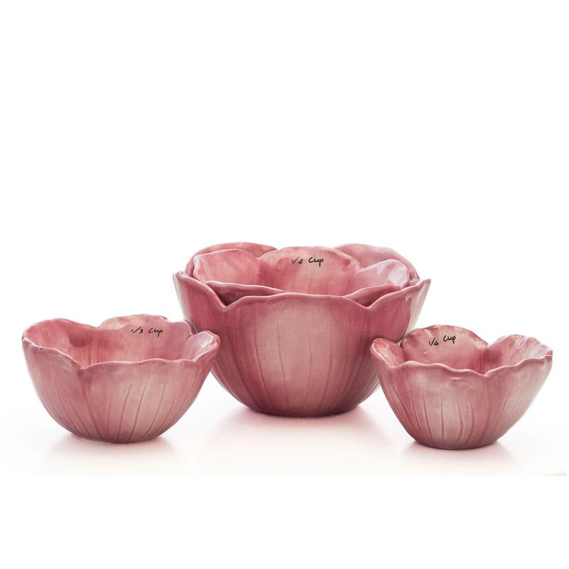 10 Strawberry Street Floral Measuring Cups – 4-Piece Decorative Dolomite Baking Set