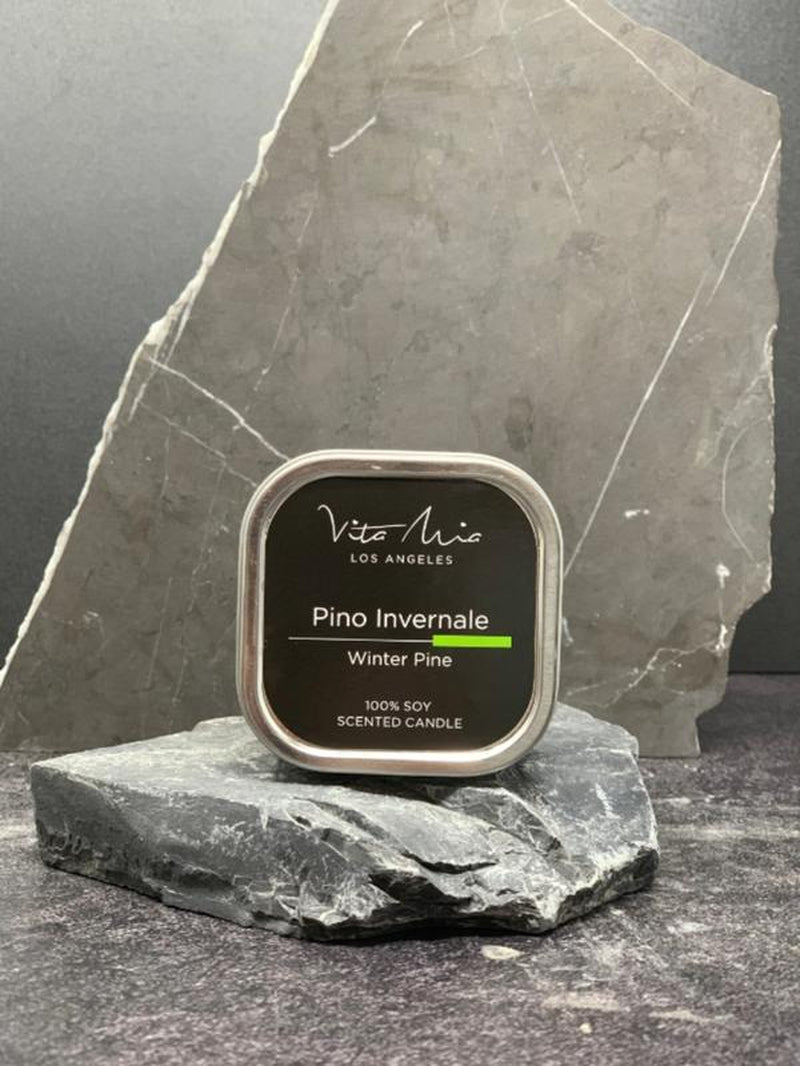 Winter Pine | Pino Invernale 4Oz Tin Candle Decor Glass Scent Cozy Jar Light