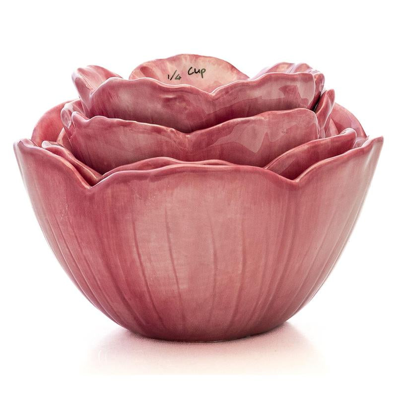 10 Strawberry Street Floral Measuring Cups – 4-Piece Decorative Dolomite Baking Set