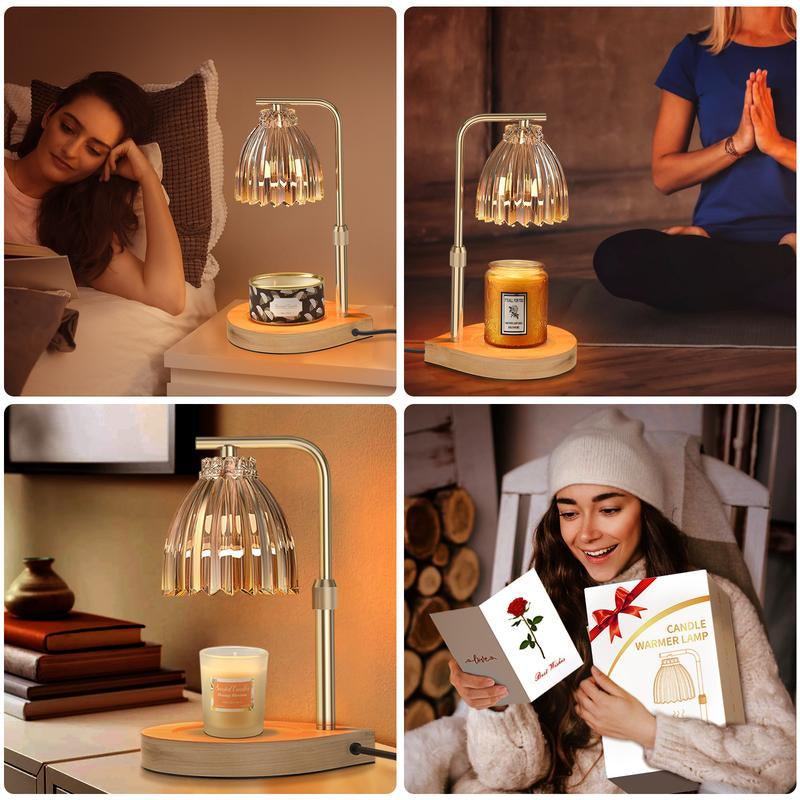Candle Warmer Lamp with Timer: Remote Control Dimmable Desk Lamp, for Scented Candle Jar Gift for Women Vintage Home Decor Adjustable Height Dimmable Light Electric Melter with 2 Bulbs, Candle Heater，Father'S Day Gifts
