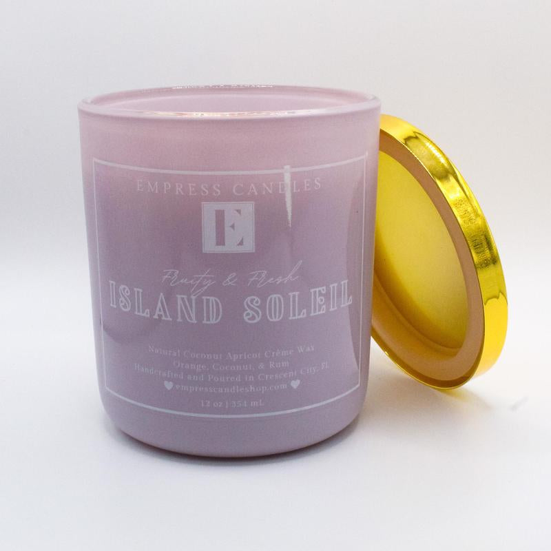 Natural Nontoxic & Vegan Long Burning Time Coconut Pineapple Rum "Island Soleil" Candle Gift Birthday 60 to 80 Hours Bedroom Sleep-Helping