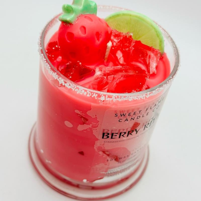 Berry Rita Margarita Gel Wax Candle – Realistic Cocktail Candle | Fruit-Scented Candle for Home Bar & Decor | 11oz Drink-Inspired Ornament